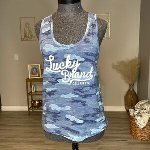 Lucky Brand Camo Printed Logo Tank Size Medium